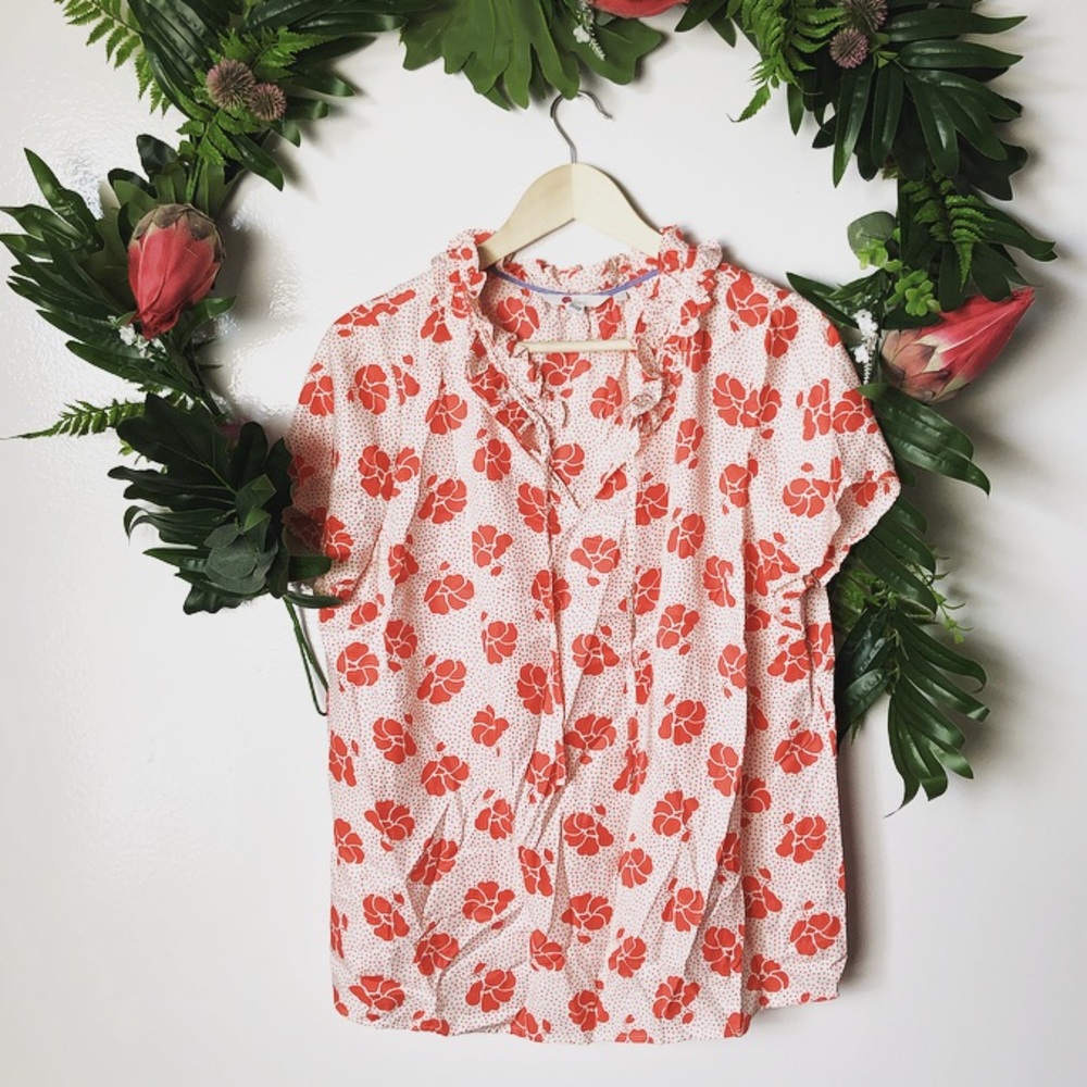 boden ruffle floral white top plus size 16 - Picture 1 of 5